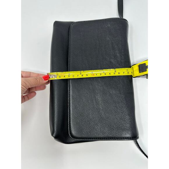 J. Crew Women's Black 100% Leather Classic Crossbody Shoulder Purse - Picture 8 of 11